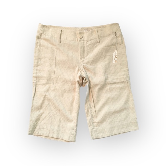 new La Rok ༄ Gold Lurex Thread Knit Dressy Cargo Bermuda Shorts ༄ Creamy White 8 - Picture 4 of 16